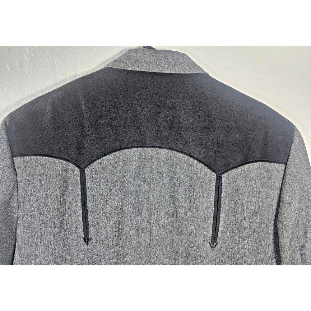 Circle S Men’s 46L Western Blazer Gray Black Yoke Lined 2-Button Cowboy Coat - Picture 10 of 16